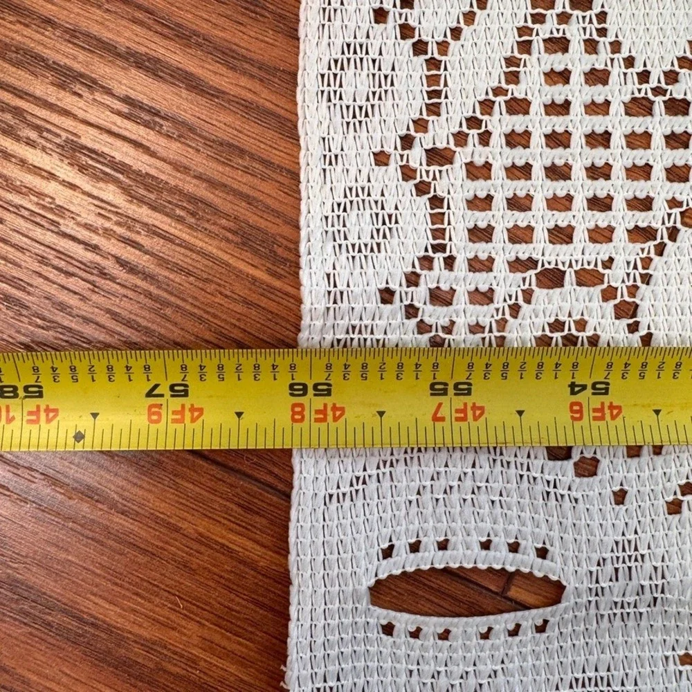 Vintage White Lace Table Runner Fruit Cottagecore Scalloped Edge 57 Inch